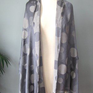 Gray Pashmina Silk Blend Oblong fringed scarf wrap shawl